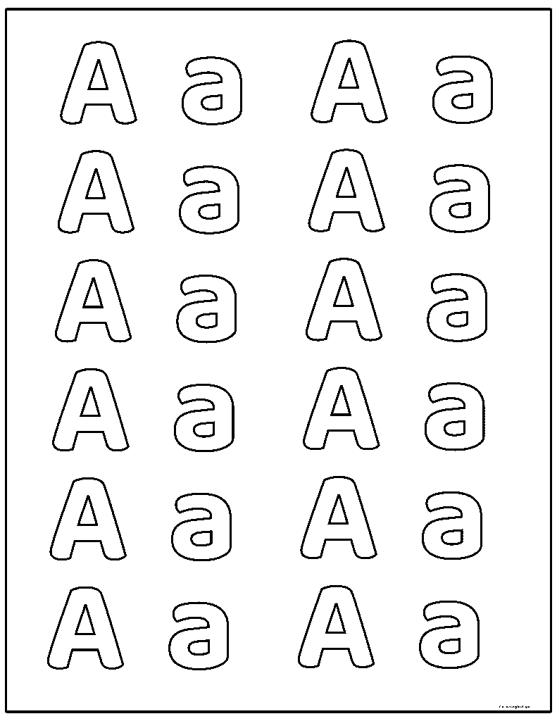 Capital and small letter alphabet a coloring pages