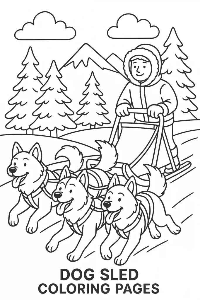 Dog sled coloring pages