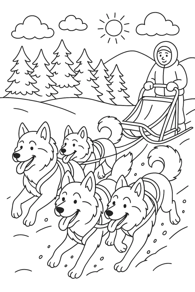 Exciting Dog Sled Race Across Snowy Peaks