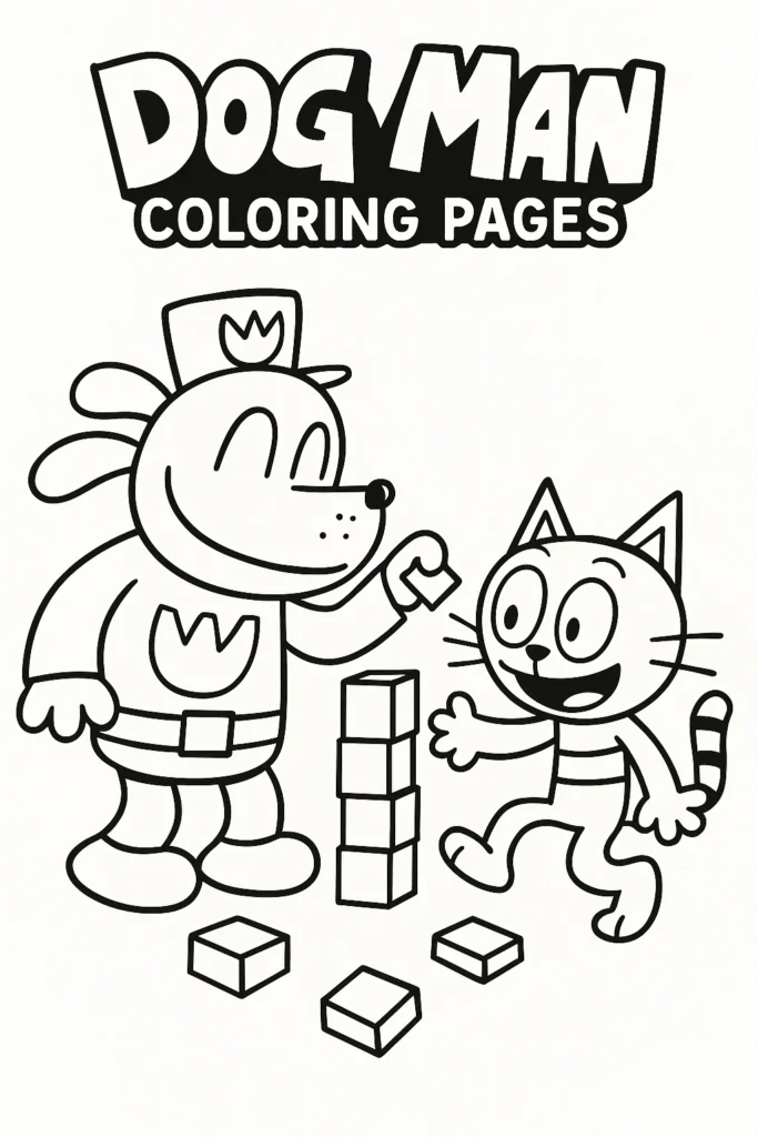 Printable Dog Man how to playing Coloring Pages